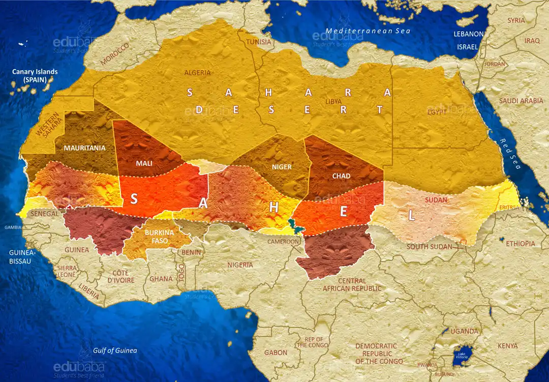 Sahel region between Sahara desert and savanna in Africa for UPSC